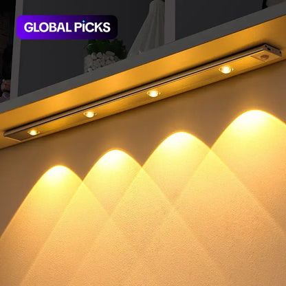 Motion Sensor Light, Usb-Rechargeable LED Sensor Lamp with Adjustable Lighting Modes, Dimmable Lighting, Wireless LED Light for Kitchen Cabinets, Bedrooms and Wardrobes, Night Light for Home Decor and Ambient Lighting #GLOBAL PICKS